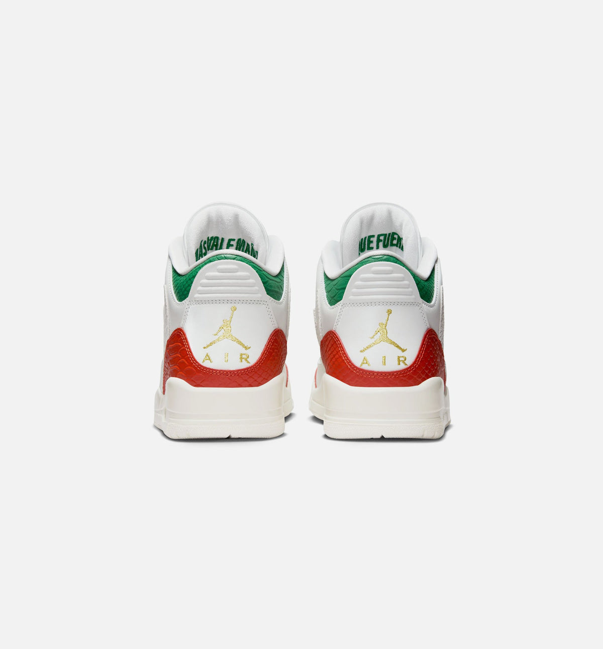 Air Jordan 3 Retro El Vuelo Men's Sneakers - White / Pine Green / Dark Red / Metallic Gold