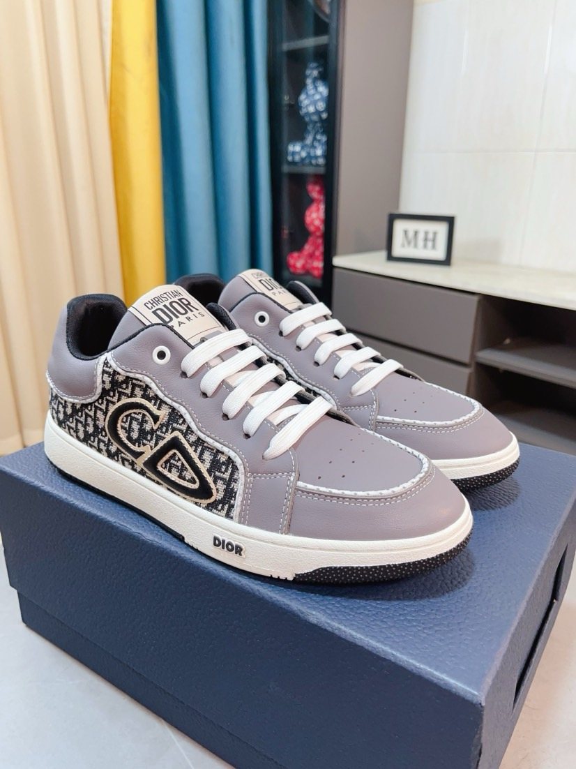 Dior Men's Patterned Panel Low-Top Sneakers